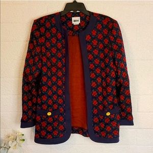 Vintage Leslie Fay Floral Blazer with Shoulder Pads Women's Size 12